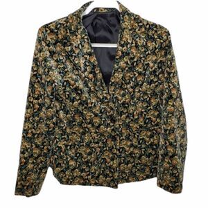 VINTAGE 70s Fay's‎ Closet floral velvet tapestry blazer jacket S